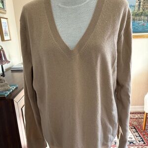 Vince 100% Cashmere V-Neck Sweater – Taupe Luxe Essential – Size Large - NWOT